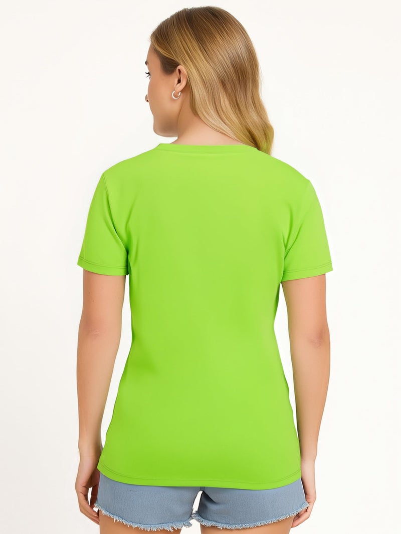 Opna Women's Short Sleeve Moisture Wicking Athletic Shirts Lime Shock - Image 3